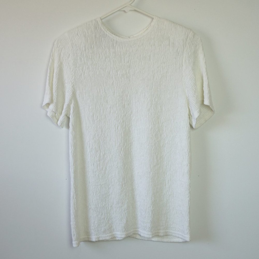 Dress Barn White top With Shoulder Pads Size Small